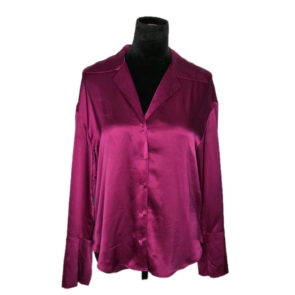 Banana Republic Silk Charmeuse Button Front Blouse Luxe Minimalist Top M